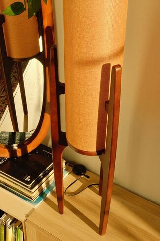 Ozarke Zen Modern Floor Lamp - Fabric Shade & Wood Frame Mid-Century 44 Inch Standing Corner Light for Bedroom, Living Room & Home Decor - E26 Bulb Warm 3000K (Natural Wood) in Saudi Arabia