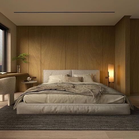 Ozarke Zen Modern Floor Lamp - Fabric Shade & Wood Frame Mid-Century 44 Inch Standing Corner Light for Bedroom, Living Room & Home Decor - E26 Bulb Warm 3000K (Natural Wood) in Saudi Arabia