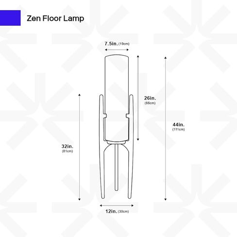 Ozarke Zen Modern Floor Lamp - Fabric Shade & Wood Frame Mid-Century 44 Inch Standing Corner Light for Bedroom, Living Room & Home Decor - E26 Bulb Warm 3000K (Natural Wood) in Saudi Arabia
