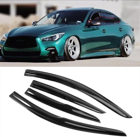 عاكس النافذة طراز JDM متوافق مع 2014-2022 إنفينيتي Q50 سيدان واقيات النوافذ واقيات المطر والدخان اللامع in Kuwait