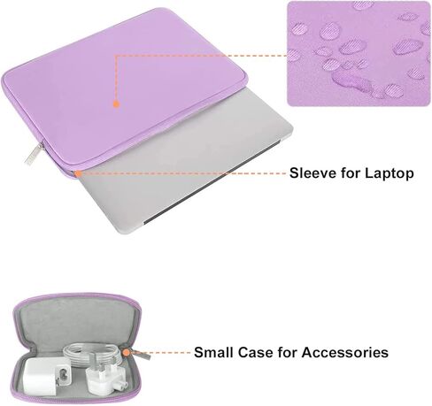 MOSISO Compatible with MacBook Air 13 inch Case 2018-2020 Rlease A2337 M1 A2179 A1932, Plastic Hard Shell Case&Neoprene Sleeve Bag with Small Case&Keyboard Cover, Light Purple in Saudi Arabia