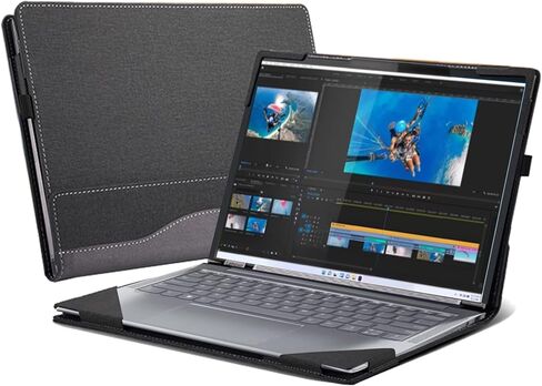 غطاء كمبيوتر محمول لجهاز Lenovo Slim 7i (14 بوصة Intel) كمبيوتر محمول (14 بوصة Intel) حافظة شاملة مضادة للسقوط مقاس 14 بوصة غطاء جيب داخلي من جلد البولي يوريثان (رمادي) in Saudi Arabia