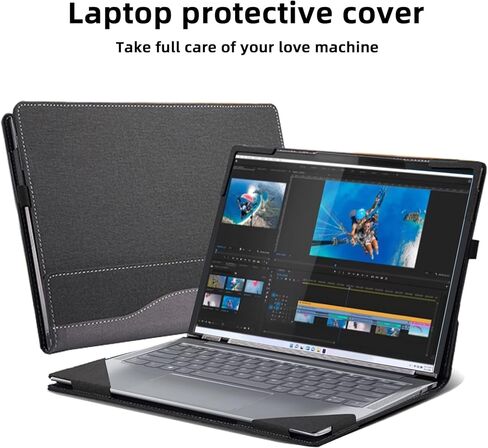 غطاء كمبيوتر محمول لجهاز Lenovo Slim 7i (14 بوصة Intel) كمبيوتر محمول (14 بوصة Intel) حافظة شاملة مضادة للسقوط مقاس 14 بوصة غطاء جيب داخلي من جلد البولي يوريثان (رمادي) in Saudi Arabia