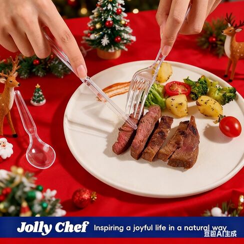 JOLLY CHEF [300 Count] Clear Plastic Forks,Heavy Duty Disposable Forks Plastic Utensils Perfect for Home, School, Party, Restaurant or Daily use in Saudi Arabia