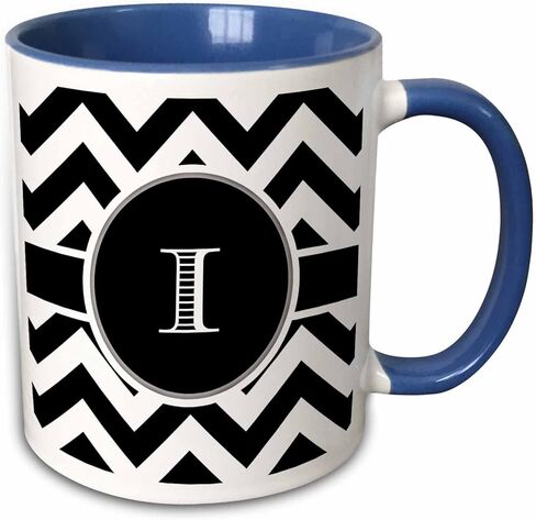 كوب 3dRose White Chevron Monogram الأولي H بلونين أسود، 11 أونصة in Saudi Arabia