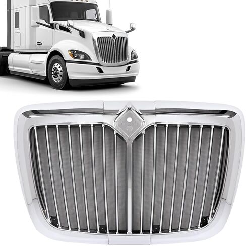 شبكة متوافقة مع 2008-2018 International Harvester ProStar مع شاشة الحشرات، المصد العلوي الأمامي، الكروم الفضي + الرحلان الكهربائي in Saudi Arabia