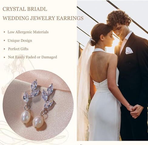 Pearl Drop Earrings for Women Gold Cubic Zirconia Pearl Earrings for Bridesmaid Wedding Jewelry Gift Brides Bridal Jewelry for Wedding Mother of the Bride in Saudi Arabia