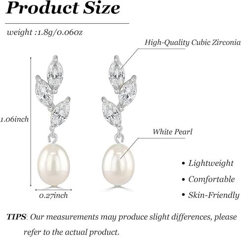 Pearl Drop Earrings for Women Gold Cubic Zirconia Pearl Earrings for Bridesmaid Wedding Jewelry Gift Brides Bridal Jewelry for Wedding Mother of the Bride in Saudi Arabia