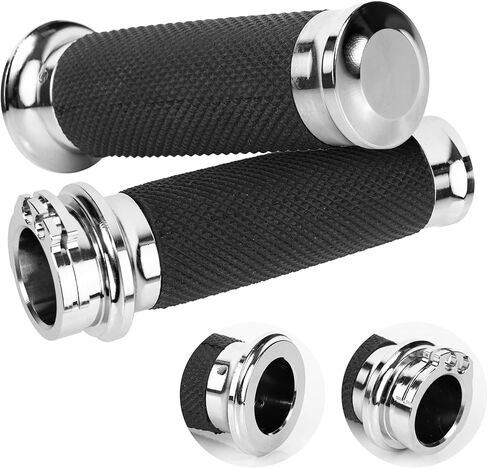 BlueStars 1" Chrome Motorcycle Hand Grips – Compatible with Harley Sportster Softail – Nonslip Comfortable Durable Rubber in Saudi Arabia