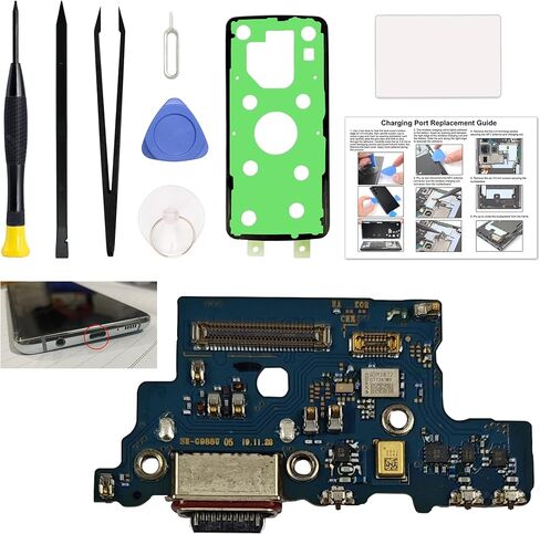 Charging Port Replacement Kit Compatible with Galaxy S20 Ultra US Version, Dock Board USB-C Connector Only for S20 Ultra SM-G988U, SM-G988U1, SM-G988W, with Instruction Manual, Toolkit in Saudi Arabia