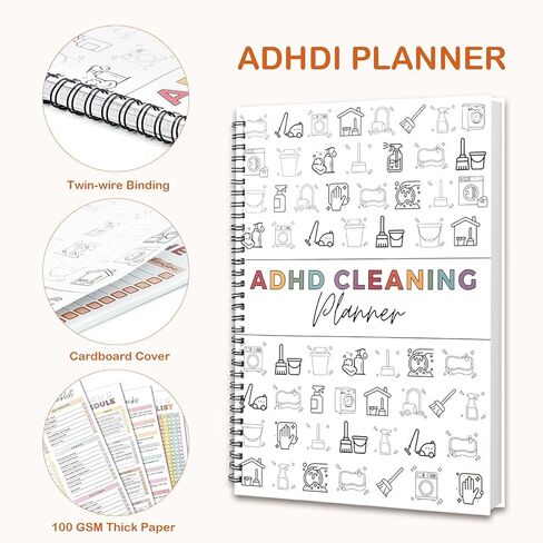 Adhd Cleaning Planner, Customizable Daily, Weekly, Monthly Home Cleaning Checklist for ADHD & Household Chore Management | Editable Organizer for Stress-Free Cleaning Routines in Saudi Arabia