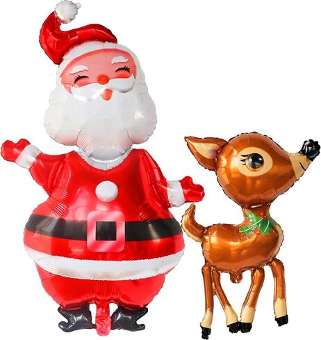 KatchOn, Santa & Reindeer Christmas Balloons - Big, 47 Inch | Reindeer Balloon & Santa Balloons for Merry Christmas Decorations Indoor | Xmas Balloon Decorations | Xmas Decor Indoor in Saudi Arabia