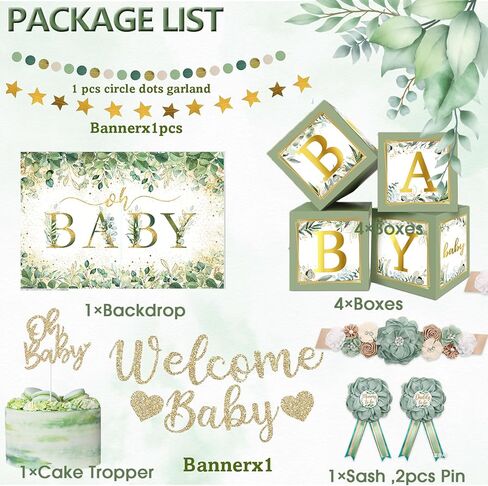 Sage Green Baby Shower Decorations Gender Neutral Baby Shower Decorations Welcome Baby Banner Sage Green Balloons Paper Lanterns Pom Tablecloth Neutral Gender Reveal Birthday Party Supplies in Saudi Arabia