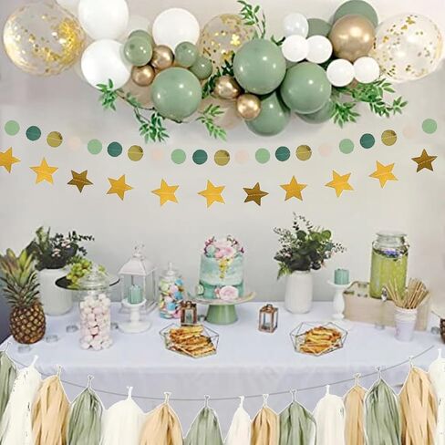 Sage Green Baby Shower Decorations Gender Neutral Baby Shower Decorations Welcome Baby Banner Sage Green Balloons Paper Lanterns Pom Tablecloth Neutral Gender Reveal Birthday Party Supplies in Saudi Arabia