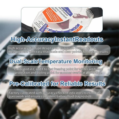ملحق اختبار سائل التبريد، جهاز اختبار مضاد التجمد لفهم حالة سائل التبريد، مقياس رطوبة البطارية لاختبار البطاريات الساخنة أو الباردة على أنظمة 6 فولت/12 فولت/24 فولت in Kuwait