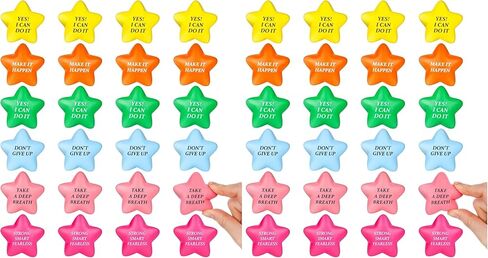 LovesTown 24PCS Inspirational Stress Relief Balls: 2inch Star, Motivational Stressballs with Colorful Foam Squeeze Balls for Kids & Adults in Saudi Arabia