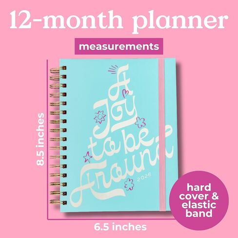 ban.do 12-Month Medium Daily and Weekly Planner Dated January 2026 - December 2026, Hard Cover Self Care Journal, Spiral Agenda with Monthly Calendar, Stickers, Art & Bonus Pages (Thrilled to Be Here) in Saudi Arabia