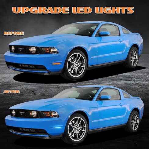 Dynamic Front Side Marker Lights Compatible With 2010-2014 Ford Mustang Assembly, Side Bumper Marker Reflectors Lamp, Dual Rows Driver & Passenger Side Bumper Blue Lights, Smoked Lens 2PCS in Kuwait