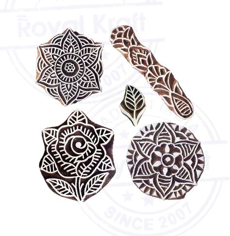 طوابع طباعة خشبية مزخرفة للمعالج والهمسة (مجموعة من 5) in Kuwait