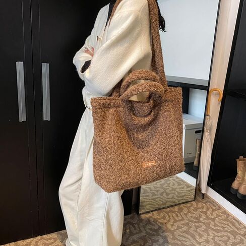 Fashion Plain Crossbody Bag Plush Casual Tote Bag Laptop Bag Shoulder Bag Handbag Travel Daypacks in Saudi Arabia