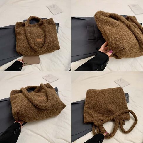 Fashion Plain Crossbody Bag Plush Casual Tote Bag Laptop Bag Shoulder Bag Handbag Travel Daypacks in Saudi Arabia