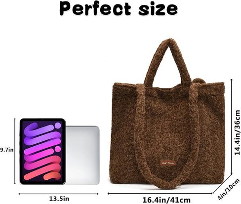 Fashion Plain Crossbody Bag Plush Casual Tote Bag Laptop Bag Shoulder Bag Handbag Travel Daypacks in Saudi Arabia