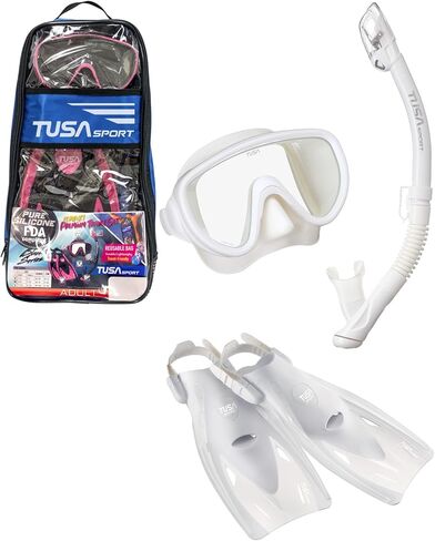 TUSA Sport Adult Black Series Serene Mask, Dry Snorkel, and Fins Travel Set in Kuwait