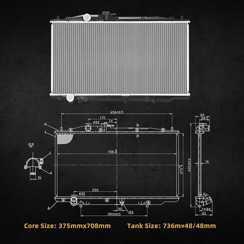 DWVO Radiator Complete Radiator Compatible with 1999 2000 2001 2002 2003 2004 Odyssey Aluminum Radiator, ENG J35A1/J35A4, 19010P8FA51 in Kuwait