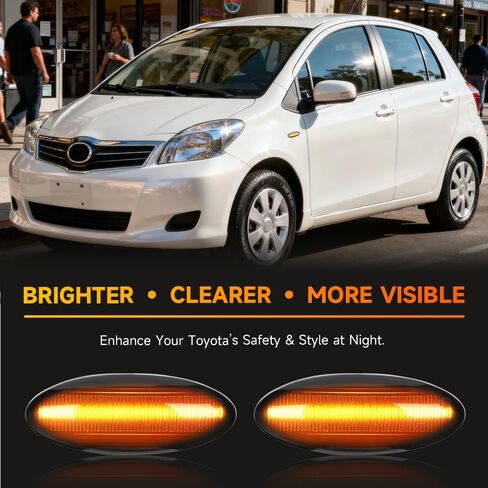 1 Pair Front LED Side Marker Lights for Toyota Corolla/Auris 2007-2010 for RAV4 2006-2009 Turn Signal Lights Fender Sidemarker Lamps | Black Lens Amber LED Light | Replaces # 81730-02080 in Saudi Arabia