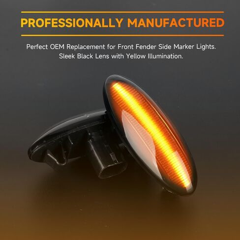 1 Pair Front LED Side Marker Lights for Toyota Corolla/Auris 2007-2010 for RAV4 2006-2009 Turn Signal Lights Fender Sidemarker Lamps | Black Lens Amber LED Light | Replaces # 81730-02080 in Saudi Arabia