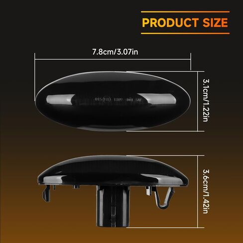 1 Pair Front LED Side Marker Lights for Toyota Corolla/Auris 2007-2010 for RAV4 2006-2009 Turn Signal Lights Fender Sidemarker Lamps | Black Lens Amber LED Light | Replaces # 81730-02080 in Saudi Arabia