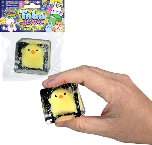 ORB Tabalicious TABA Squishy Glow in the Dark Yellow Chick Stress Cube Toy - Soft, Sticky, Glowing TABA Squishy Animal Stress Cubes - Fun Stress Ball Squishies - Kawaii Fidget Toys for Kids and Adults in Kuwait