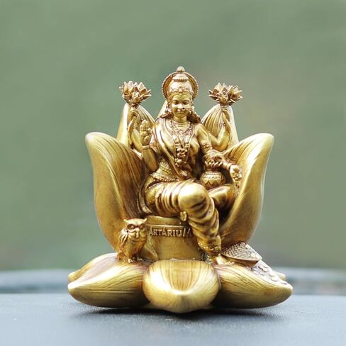 Lakshmi Statue Figurine Seated Lakshmi Murti Laxmi Idol for Goddess of Wealth, Fortune, Wisdom & Prosperity Sculpture Home Office Mandir Pooja Item Diwali Gifts & Decoration for Home Decor in Saudi Arabia