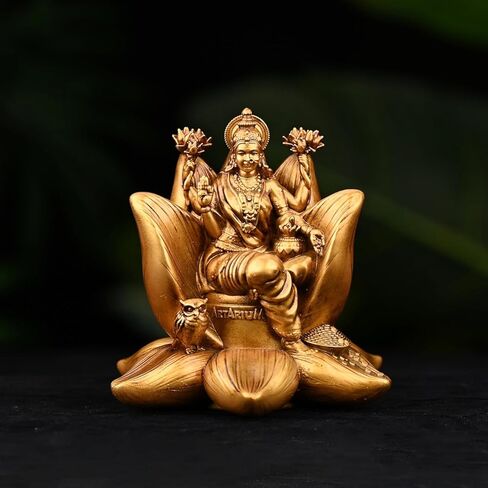 Lakshmi Statue Figurine Seated Lakshmi Murti Laxmi Idol for Goddess of Wealth, Fortune, Wisdom & Prosperity Sculpture Home Office Mandir Pooja Item Diwali Gifts & Decoration for Home Decor in Saudi Arabia