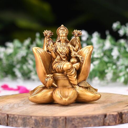 Lakshmi Statue Figurine Seated Lakshmi Murti Laxmi Idol for Goddess of Wealth, Fortune, Wisdom & Prosperity Sculpture Home Office Mandir Pooja Item Diwali Gifts & Decoration for Home Decor in Saudi Arabia