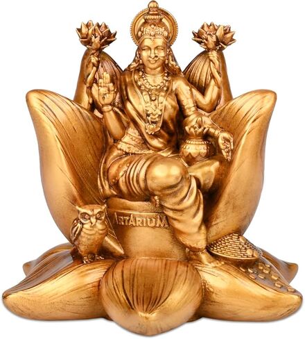 Lakshmi Statue Figurine Seated Lakshmi Murti Laxmi Idol for Goddess of Wealth, Fortune, Wisdom & Prosperity Sculpture Home Office Mandir Pooja Item Diwali Gifts & Decoration for Home Decor in Saudi Arabia