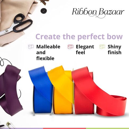 Ribbon Bazaar سلكي مزدوج الوجه من الساتان - أحمر 1-1/2 بوصة بكرة 25 ياردة in Kuwait