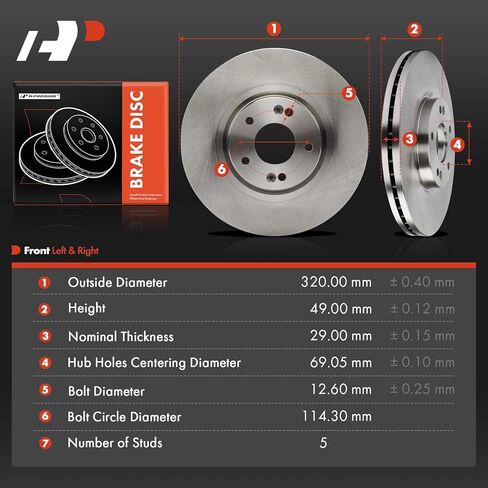 A-Premium 12.60 inch (320mm) Front Vented Disc Brake Rotors Compatible with Select Kia Models - Sedona 2015-2021, 2-PC Set in Saudi Arabia