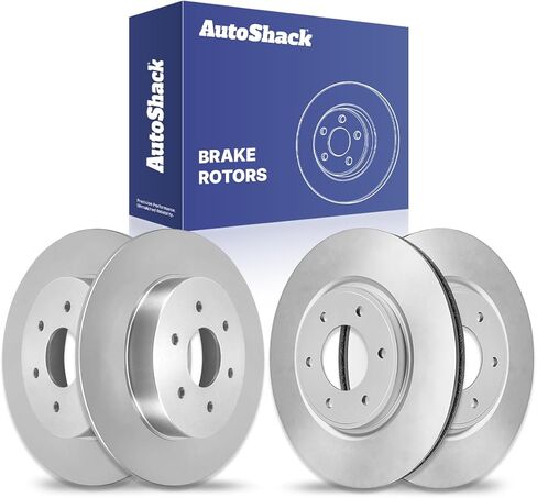 استبدال دوارات الفرامل الأمامية والخلفية المحفورة والمشقوقة من AutoShack لـ 2007-2015 Nissan TITAN 2007-2015 2017-2019 Armada 2007-2010 INFINITI QX56 4WD AWD RWD E-Coated 4-PC Set ShadowGuard in Saudi Arabia
