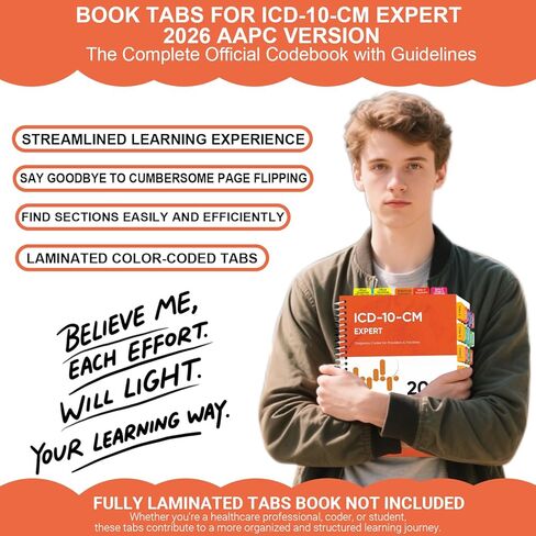 علامات تبويب الفهرس لإصدار AAPC ICD-10-CM Expert 2023/2024 كتاب الرموز الرسمي الكامل، 72 علامة تبويب مغلفة مرمزة بالألوان مع إرشادات، 50 إرشادات ترميز ICD-10، علامات تبويب 22 علامة تبويب فارغة، الكتاب غير متضمن in Kuwait