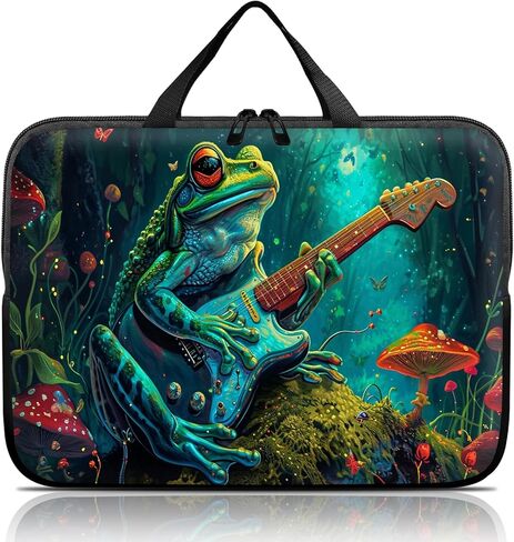 14 15 15.4 15.6 inch Laptop Handle Bag Computer Bag, Pouch Holder Notebook Sleeve Cover Soft Case Compatible for Dell,Lenovo,Toshiba HP, Asus Notebook-Frog Play Guitar in Saudi Arabia