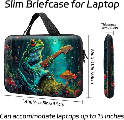 14 15 15.4 15.6 inch Laptop Handle Bag Computer Bag, Pouch Holder Notebook Sleeve Cover Soft Case Compatible for Dell,Lenovo,Toshiba HP, Asus Notebook-Frog Play Guitar in Saudi Arabia