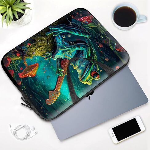 14 15 15.4 15.6 inch Laptop Handle Bag Computer Bag, Pouch Holder Notebook Sleeve Cover Soft Case Compatible for Dell,Lenovo,Toshiba HP, Asus Notebook-Frog Play Guitar in Saudi Arabia