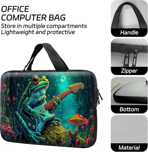 14 15 15.4 15.6 inch Laptop Handle Bag Computer Bag, Pouch Holder Notebook Sleeve Cover Soft Case Compatible for Dell,Lenovo,Toshiba HP, Asus Notebook-Frog Play Guitar in Saudi Arabia