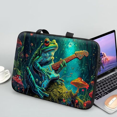 14 15 15.4 15.6 inch Laptop Handle Bag Computer Bag, Pouch Holder Notebook Sleeve Cover Soft Case Compatible for Dell,Lenovo,Toshiba HP, Asus Notebook-Frog Play Guitar in Saudi Arabia