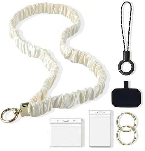 Scrunchie Lanyard for ID Badge and Keys – Soft Elastic Polyester Neck Strap, Comfortable Keychain Holder for Women and Men in Saudi Arabia