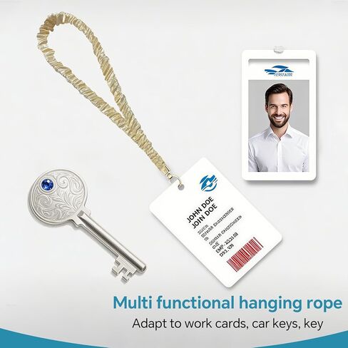 Scrunchie Lanyard for ID Badge and Keys – Soft Elastic Polyester Neck Strap, Comfortable Keychain Holder for Women and Men in Saudi Arabia