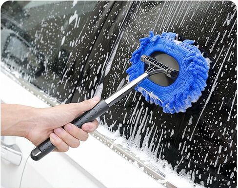 Car Windshield Cleaning Tool, 3 in 1 Windshield Cleaner Tool with 2 Washable and Reusable Microfiber Pads and Extendable Handle, for Auto Glass Wiper in Saudi Arabia