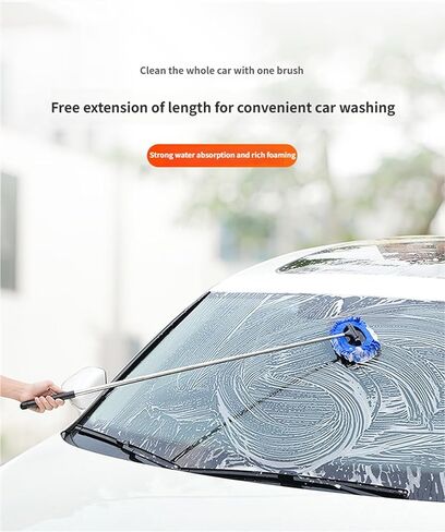 Car Windshield Cleaning Tool, 3 in 1 Windshield Cleaner Tool with 2 Washable and Reusable Microfiber Pads and Extendable Handle, for Auto Glass Wiper in Saudi Arabia