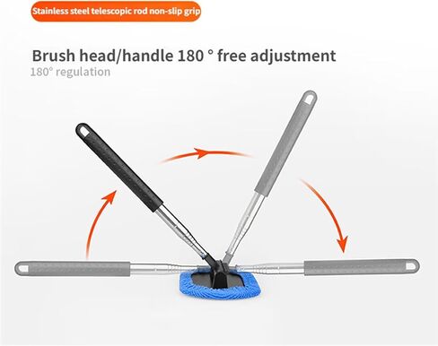 Car Windshield Cleaning Tool, 3 in 1 Windshield Cleaner Tool with 2 Washable and Reusable Microfiber Pads and Extendable Handle, for Auto Glass Wiper in Saudi Arabia